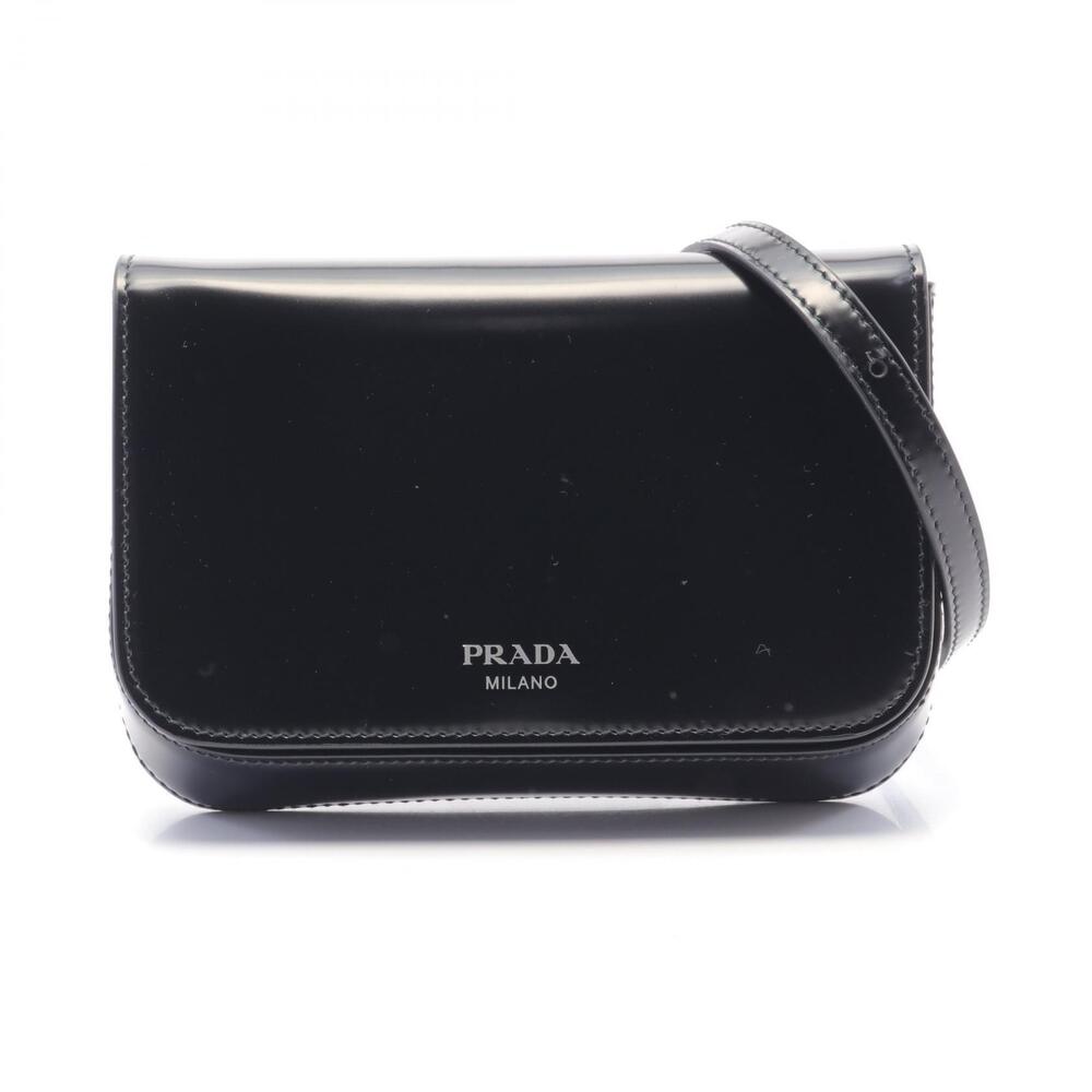 Prada brushed leather shoulder bag Black